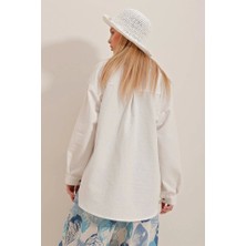 Kadın Keten Kumaş Oversize Gömlek