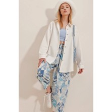 Kadın Keten Kumaş Oversize Gömlek