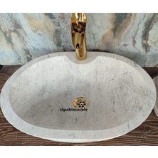 Gümüş Traverten Batarya Çıkışlı Kayık Lavabo