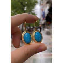 Gümüş Firuze Taşlı Küpe IS887E1