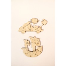 Ahşap Taşıtlar Puzzle Seti | 6'lı Eğitici Yapboz | 44 Parça | Montessori Oyuncak - Eğitici Oyuncak