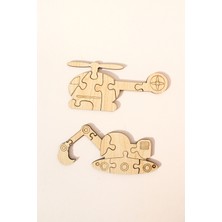 Ahşap Taşıtlar Puzzle Seti | 6'lı Eğitici Yapboz | 44 Parça | Montessori Oyuncak - Eğitici Oyuncak