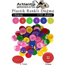 Artlantis Renkli Düğme Plastik 1.8cm 150 Li 1 Paket 18 mm Plastik Renkli Düğme Dikiş Parlak Yuvarlak 4 Delikli Düğme Etkinlik Okul