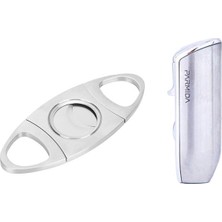 Parmida Gümüş Üç Torch Pürmüz Çakmak ve Metal Kesici Set