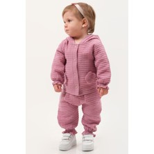 Mini Baray Pastel Renkli Müslin 3'lü Bebek Takımı – (9-12-18 Ay)  Pamuklu Hırkalı Kız Bebek Seti