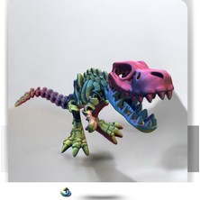 Sevimli Iskelet Trex - Hareketli Organik Oyuncak - 3D Baskı - Dinazor Çok Renkli 30CM Boyunda