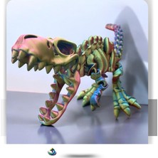 Sevimli Iskelet Trex - Hareketli Organik Oyuncak - 3D Baskı - Dinazor Çok Renkli 30CM Boyunda