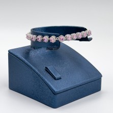 Pırlanta Montür Pink Kuvars Gümüş Bileklik