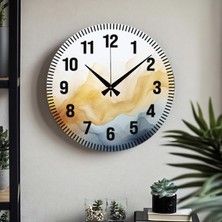 Çiçek Desenli Dekoratif Türkçe Rakamlı Uv Baskılı Duvar Saati (Sessiz) Akar Mekanizma Metal Akrep
