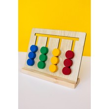 Ahşap Renkli Pullarla Kartlı Sıralama Oyunu -Eğitici Montessori Oyuncağı - Ahşap Oyuncak