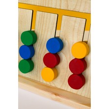 Ahşap Renkli Pullarla Kartlı Sıralama Oyunu -Eğitici Montessori Oyuncağı - Ahşap Oyuncak