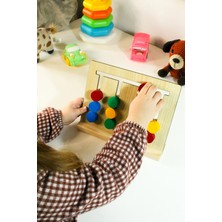 Ahşap Renkli Pullarla Kartlı Sıralama Oyunu -Eğitici Montessori Oyuncağı - Ahşap Oyuncak