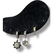 Çiçekli ve Kalpli Sallantılı Çelik Küpe