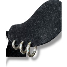 Üçlü Büyükten Küçüğe Renkli Minik Taşlı Çelik Küpe