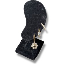 Sallantılı Çiçek Uçlu, Incili Çelik Küpe