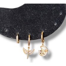 Bronz Renkli Unicorn ve Melek Uçlu Çelik Küpe