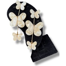 El Yapımı Özel Üçlü Kelebekli Çelik Küpe