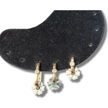 Üçlü Büyükten Küçüğe Çiçekli Halka Çelik Küpe