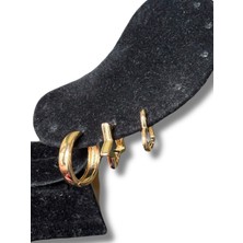 Üçlü Yuvarlak, Kalp ve Yıldız Halka Çelik Küpe