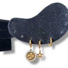 Üçlü Yuvarlak Yonca Sallantılı Çelik Küpe