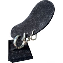 Üçlü Yuvarlak, Kalp ve Yıldız Halka Gri Çelik Küpe