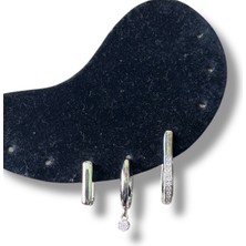 Üçlü Oval Halka ve Kare Çelik Küpe