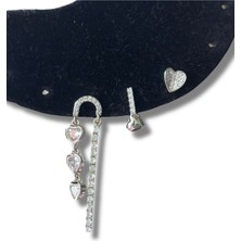 Kalpli Sallantılı Marjinal Üçlü Çelik Küpe