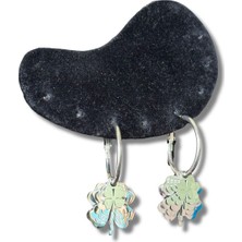 Çoklu Yoncalı Sallantılı Halka Çelik Küpe