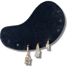 Üçlü Iri Taşlı Sallantılı Göz Alıcı Çelik Küpe