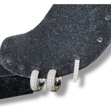 Üçlü Çoklu Gri Taşlı Modern Çelik Küpe