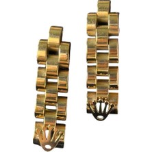 Gold Sallantılı Kral Tacı Çelik Küpe