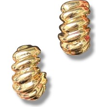 Gold Burgulu Halka Çelik Küpe