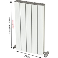 Argus Alüminyum Radyatör 1000 x 350 (5 Dilim) Kırık Beyaz