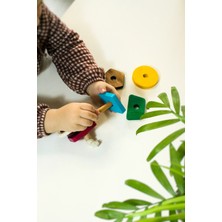 7 Parça Renkli Eğitici Oyuncak - Montessori- Ahşap Oyuncak - Eğitici Oyuncak - ip Geçirme Oyunu