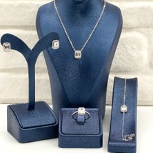 Baget Taşlı 4'lü Gümüş Set Takım