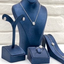 Zirkon Taşlı Oval Gümüş Set Takım