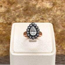 Elmas Montür Rosegold Damla Gümüş Set Takım - LVRSET06