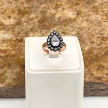 Elmas Montür Rosegold Damla Gümüş Set Takım - LVRSET06