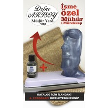Moai Heykeli İsim Mührü ve Mürekkep, Heykel İsim Ünvan Kaşesi, Kişiye Özel Tasarım Hediye, Hediyelik
