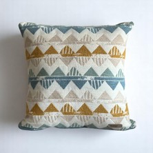 Oslo Geometrik Desenli Natural Kare Dekoratif Kırlent Kılıfı - Çok Renkli 45 x 45