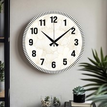 Çiçek Desenli Dekoratif Türkçe Rakamlı Uv Baskılı Duvar Saati (Sessiz) Akar Mekanizma Metal Akrep