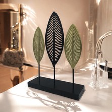 Dekoratif Metal Yaprak Temalı Masaüstü Obje Siyah Gold Renk