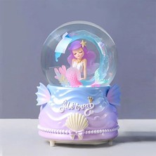 Deniz Kızı Temalı Orta Boy Müzikli Işıklı Kar Küresi