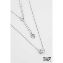 Mozanit Zarafeti 18 Ayar Beyaz Altın Kaplama 44 cm Gümüş Kolye