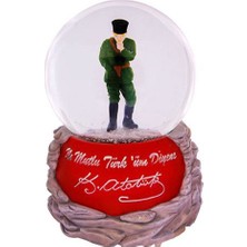 Izmir Marşlı Işıklı Atatürk Püskürtmeli Işıklı Müzikli Kar Küresi