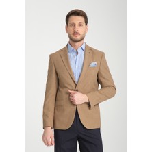 Frappoli Pieros Erkek Hardal Pamuk Karışımlı Slim Fit Mono Yaka Spor Blazer Ceket