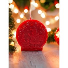 Aresmumatölyesi Hediyelik Dekoratif Yılbaşı Yeniyıl Noel Baba Temalı  Kırmızı Mum