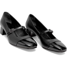 Ayakkabı Fuarı Elit Bellisa Kadın Hakiki Deri Klasik Topuklu Ayakkabı Siyah