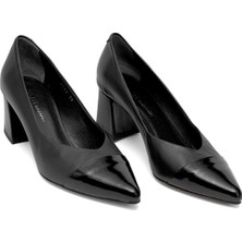 Ayakkabı Fuarı Elit Lavinia Kadın Hakiki Deri Klasik Topuklu Ayakkabı Siyah