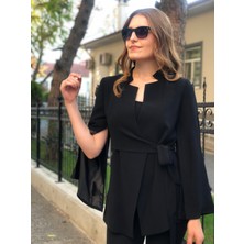 Ayhan Kadın Kolu Yırtmaçlı Yandan Bağlamalı Blazer Ceket